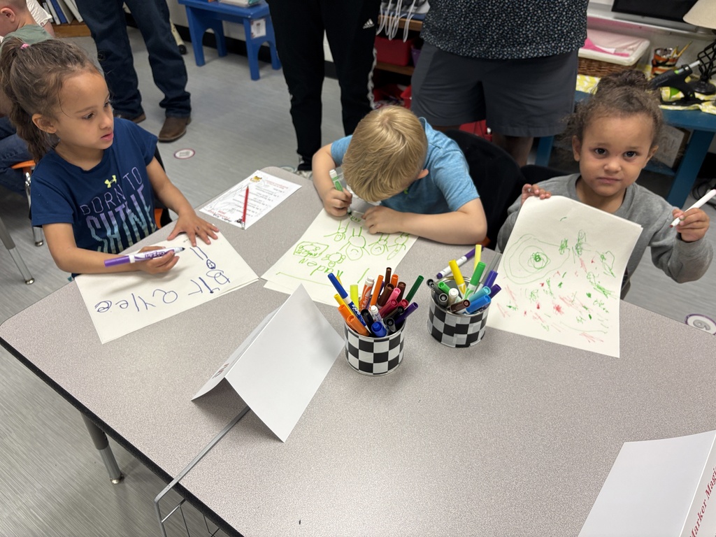 Students working on activity during Kindergarten prep night