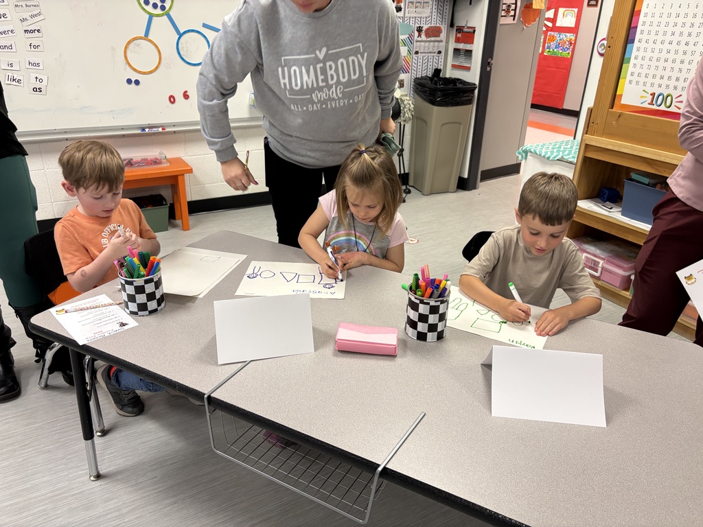 Students working on activity during Kindergarten prep night