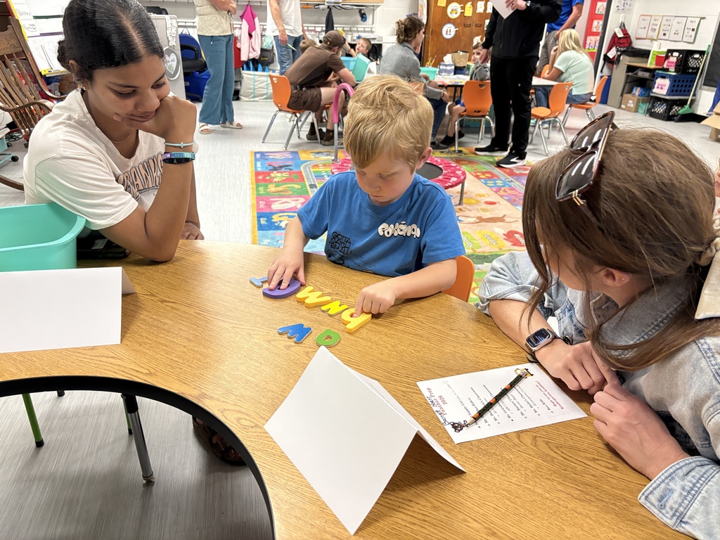 Student working on activity during Kindergarten prep night