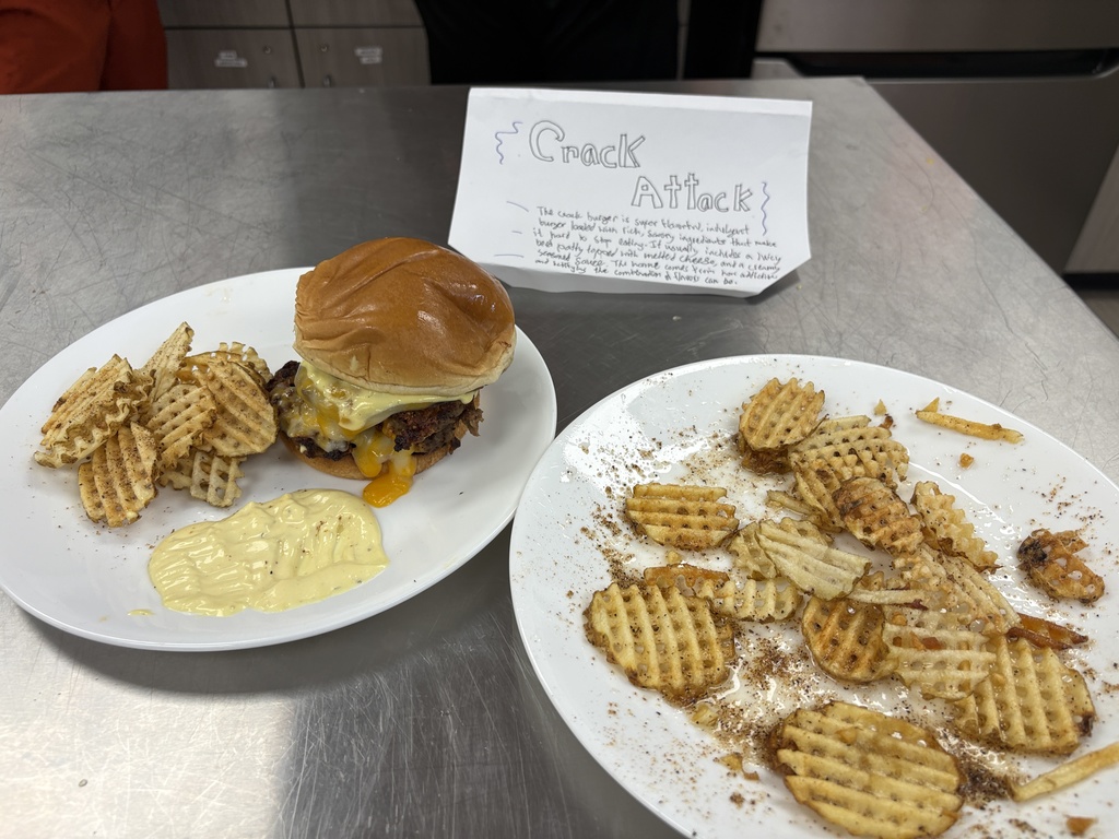 Crack Attack buger was the winning burger and fries in Foods class