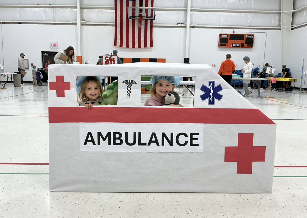 Students participating in PAT Teddy Bear Clinic