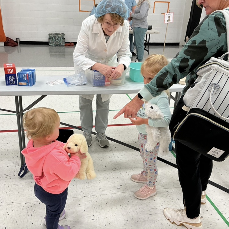 Students participating in PAT Teddy Bear Clinic