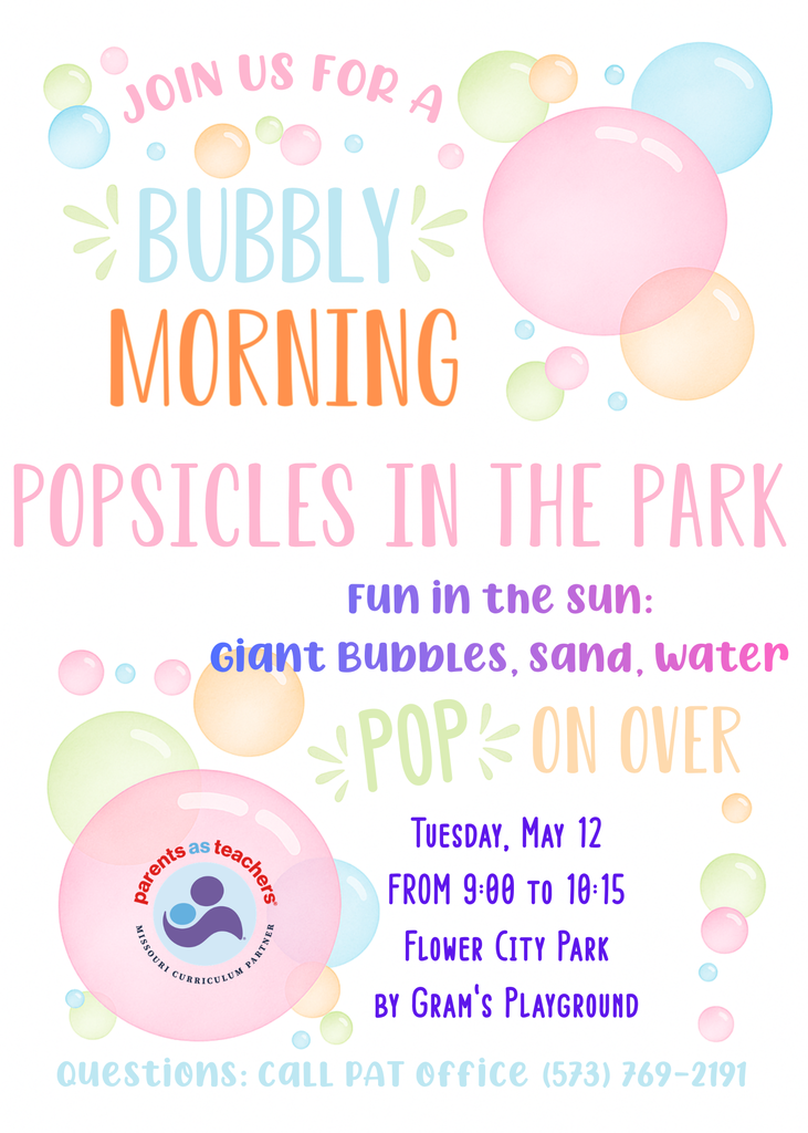 PAT Popsicles in the park, Tuesday, May 12, 9 am - 10:15 am
