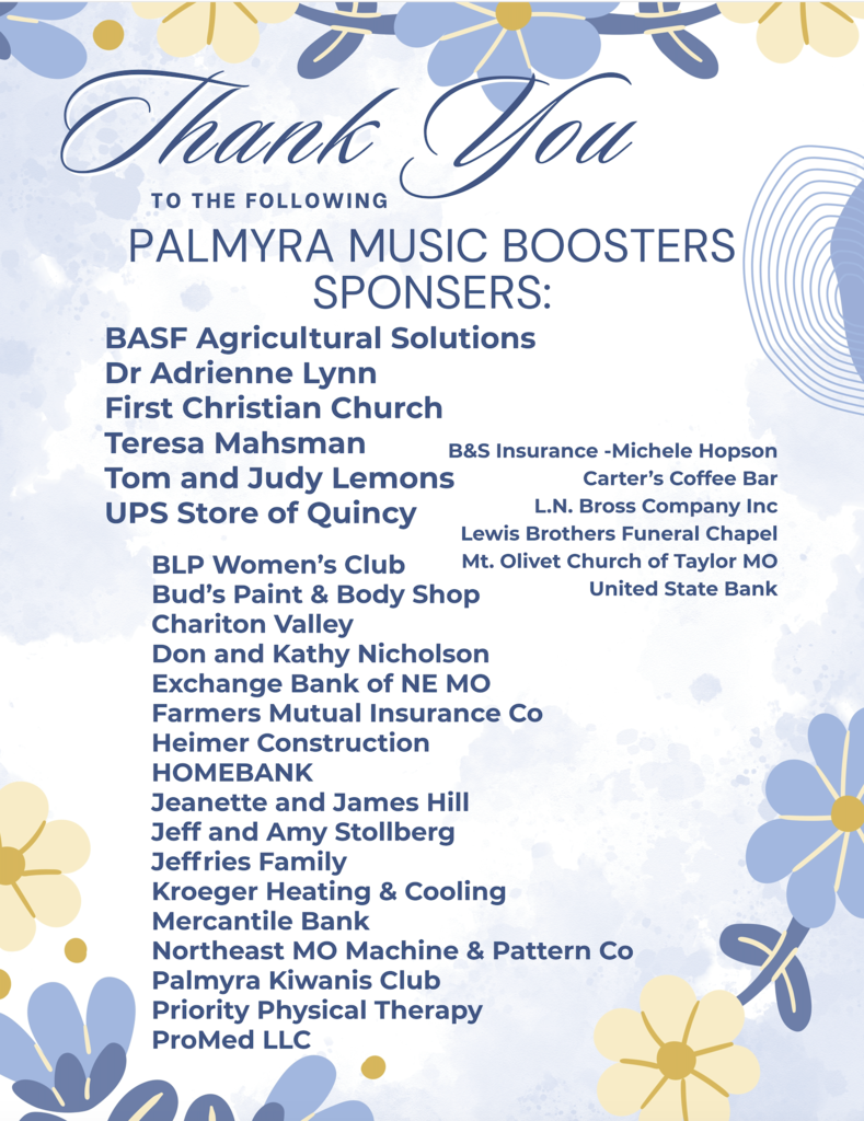Thank you to the following Music Booster Sponsors