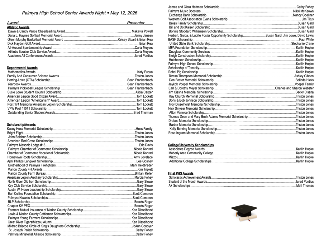 PHS Senior Awards Night program
