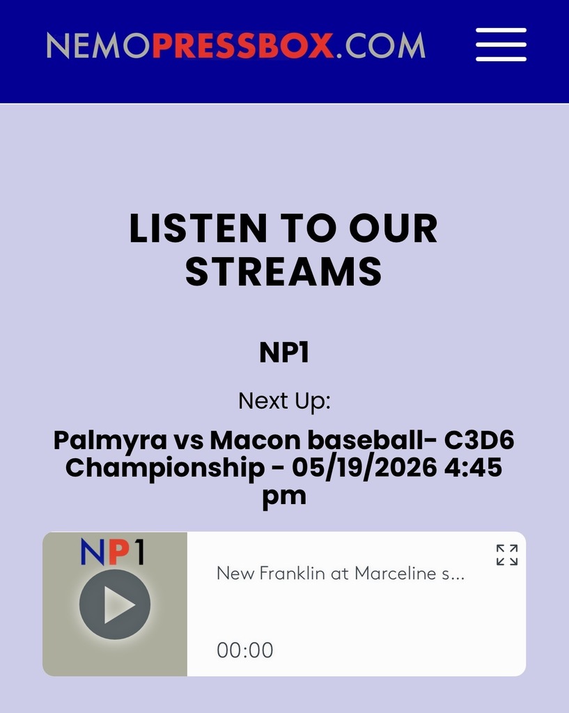 Nemopressbox.com Palmyra Vs Macon 5/19/26 4:45 pm