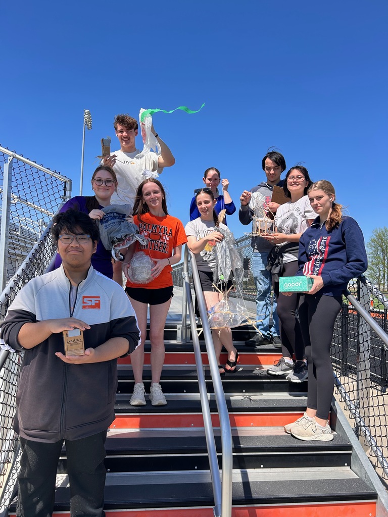 Science class with their egg drop projects
