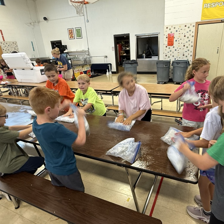 students at PES making ice cream