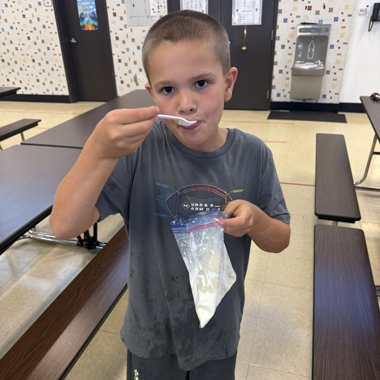 students at PES making ice cream