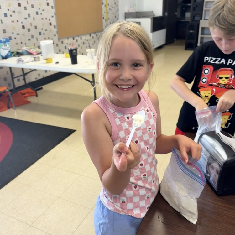 students at PES making ice cream