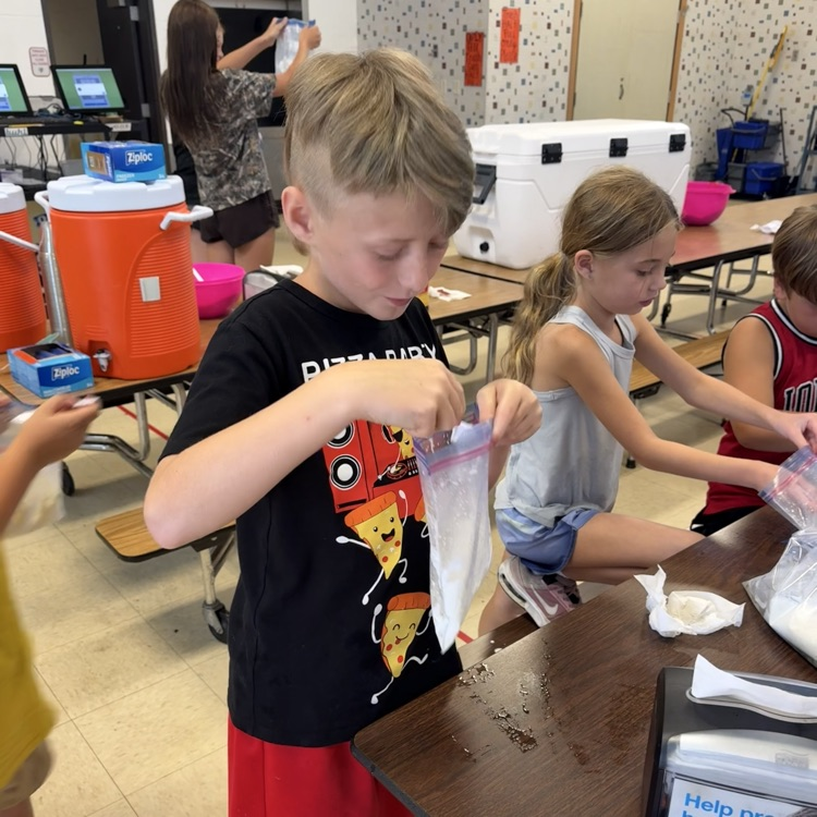students at PES making ice cream