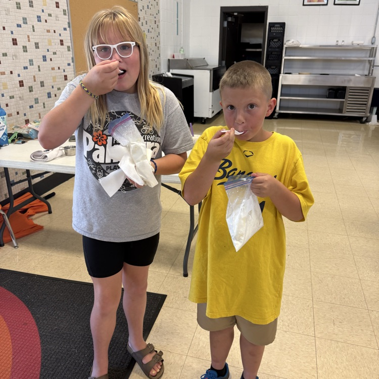 students at PES making ice cream