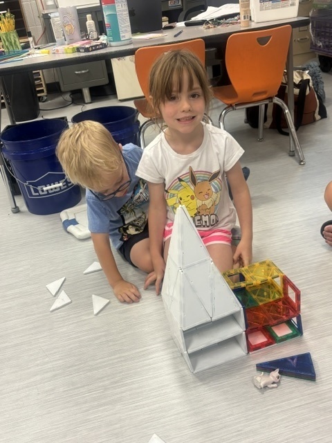 PES Students during summer school playing with tiles