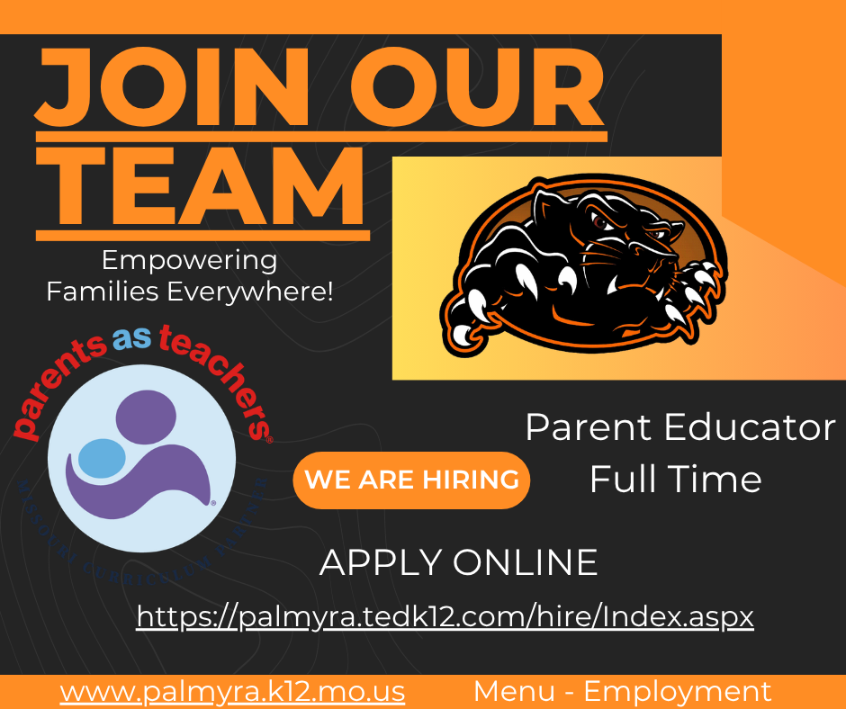 Join our Team, Palmyra Parents as Teachers full time parent educator job opening