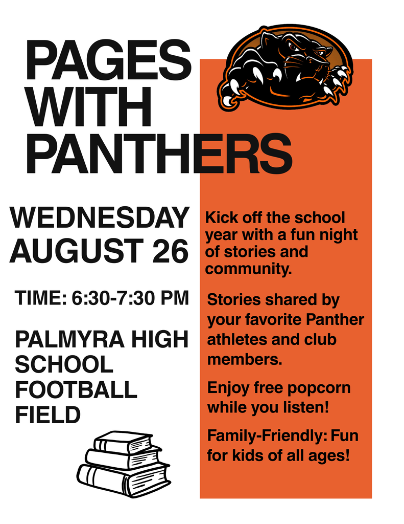 Pages with Panthers, Wednesday, August 26th at 6:30 pm at PHS Football field