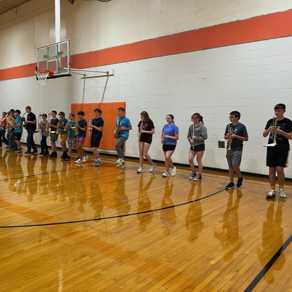 pHs band camp practicing in gym 