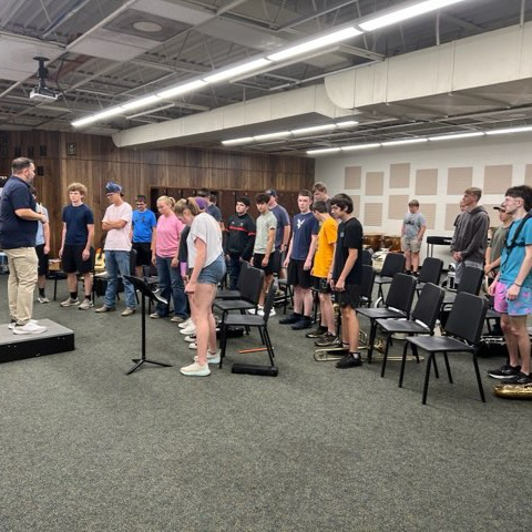 pHs band camp and Mr Christian in band room