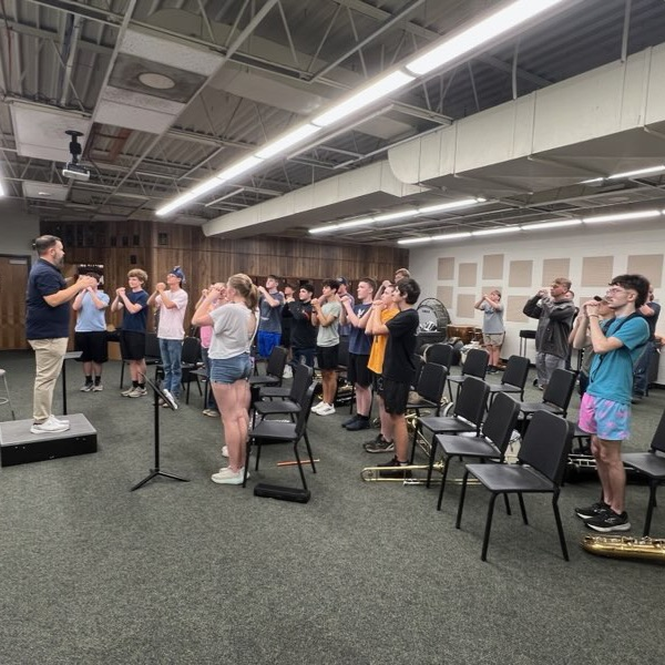 pHs band camp and Mr Christian in band room