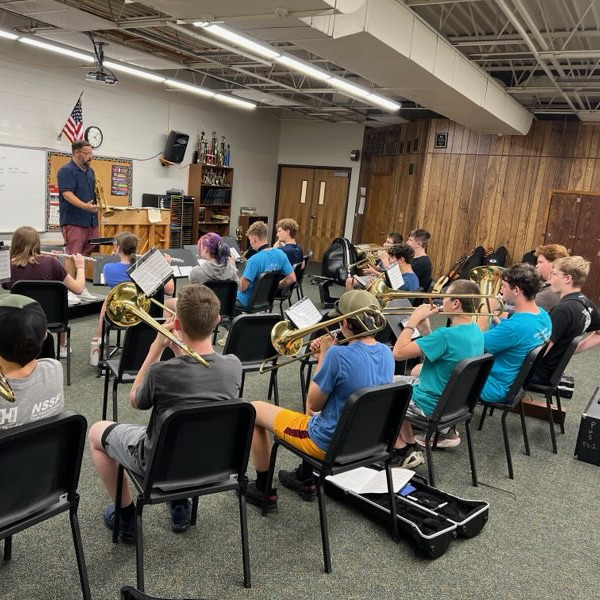 pHs band camp and Mr Christian in band room