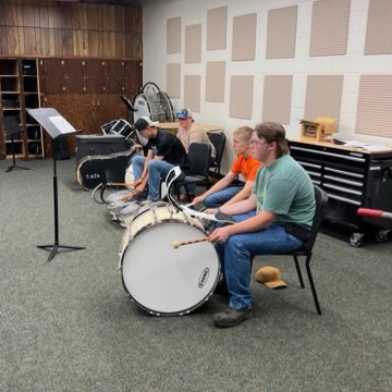 percussion in band room practicing