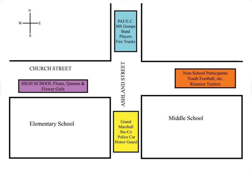 parade map of line up of participants