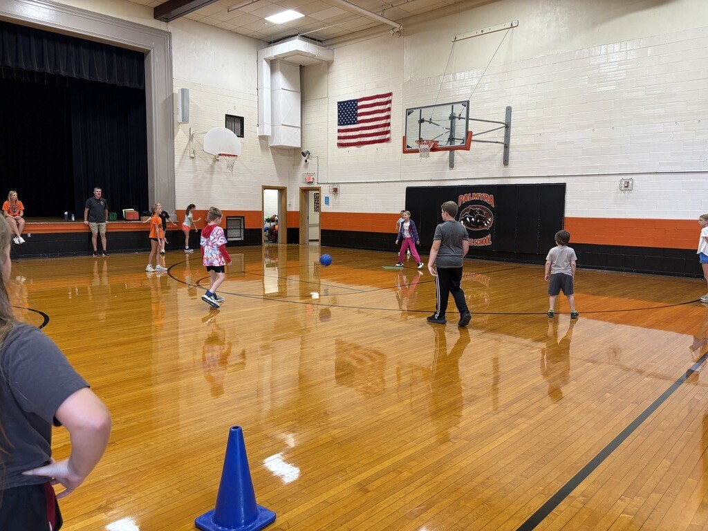 PE Students playing kickball