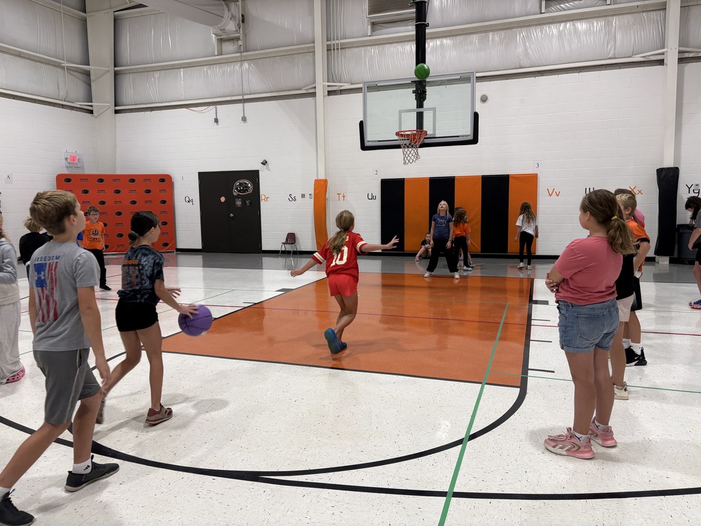 morning assembly at PES playing basketball