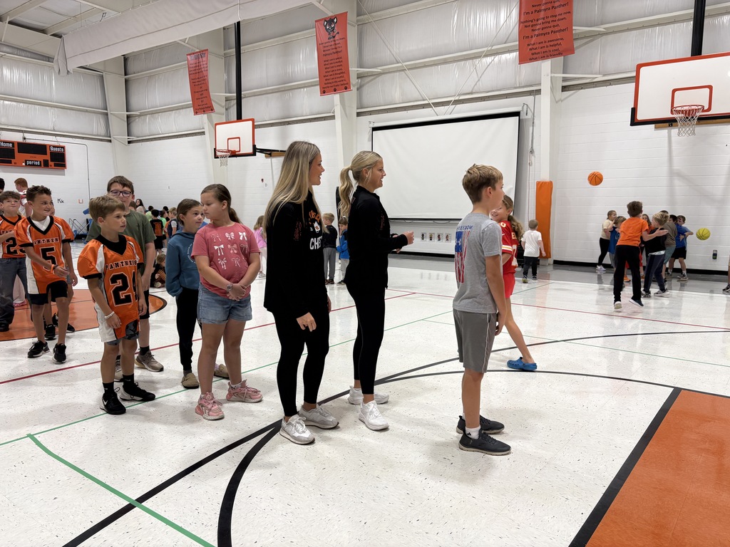 morning assembly at PES playing basketball
