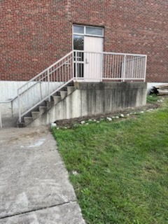 staircase to side door at middle school