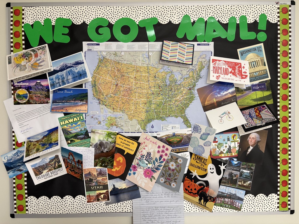 We got mail bulletin board with map of USA