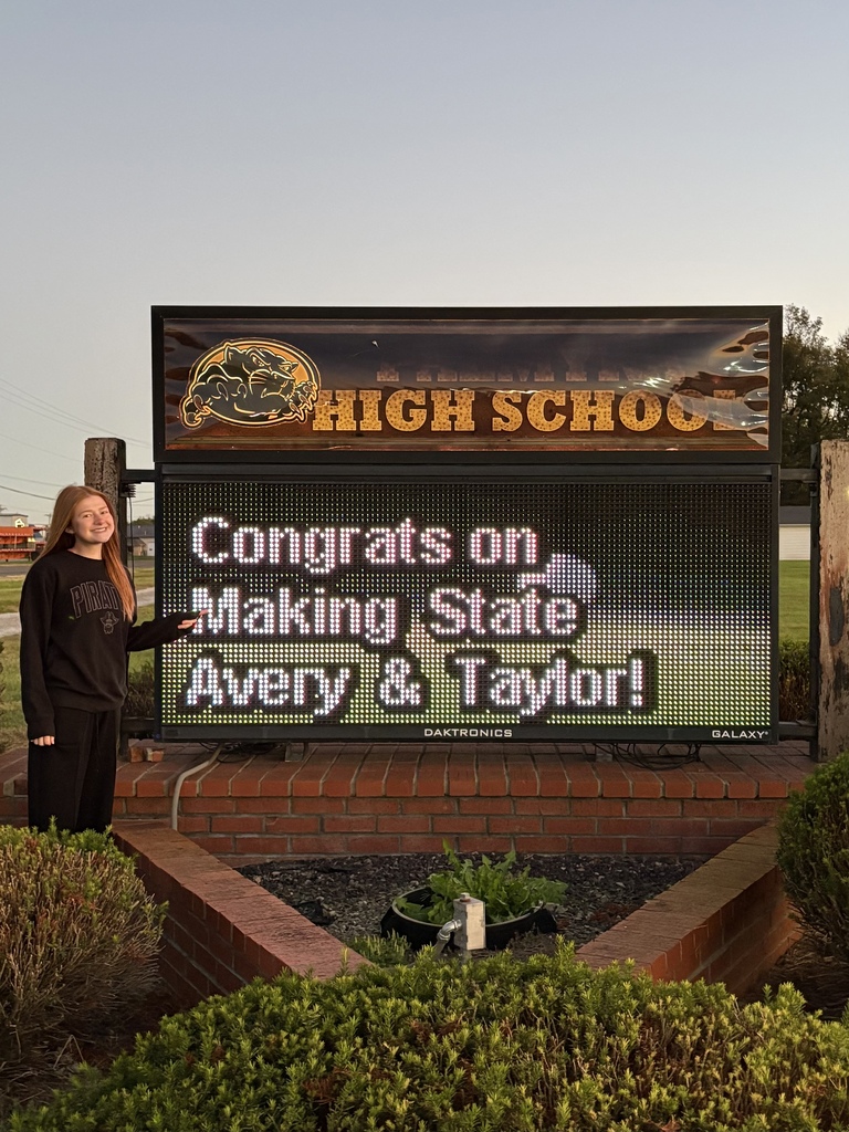 golf standing next to sign that says, congrats on making state Avery & Taylor