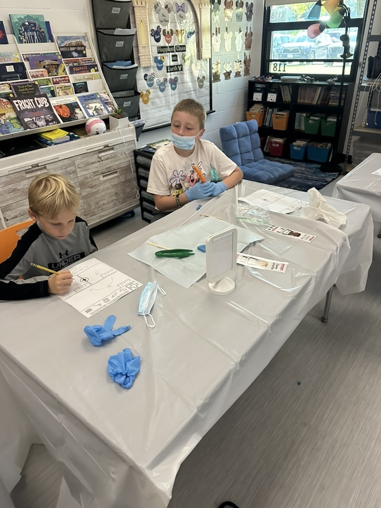 students doing pretend surgery using multiplication