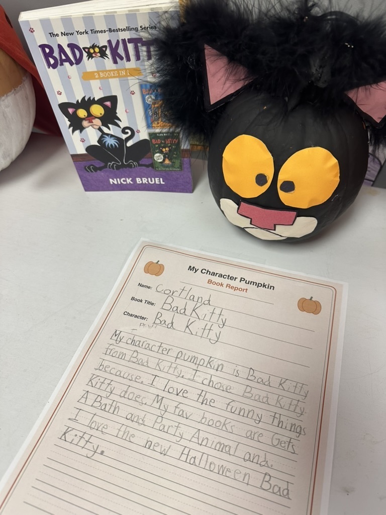 Bad Kitty book with pumpkin