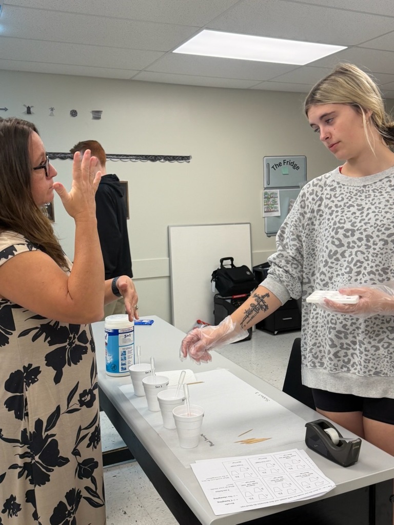 students doing a blood typing lab
