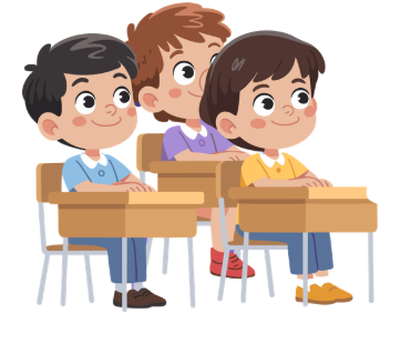 Three students in their desk