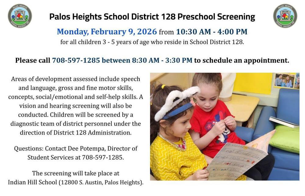Palos Heights School District 128 Preschool Screening