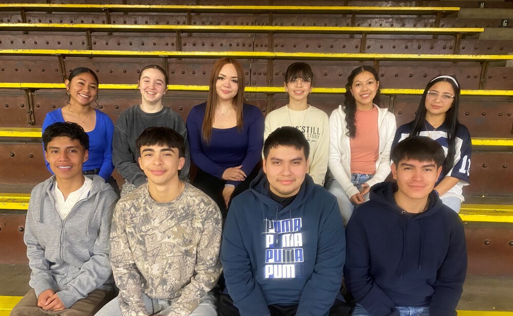 Spanish AP students sitting in bleachers