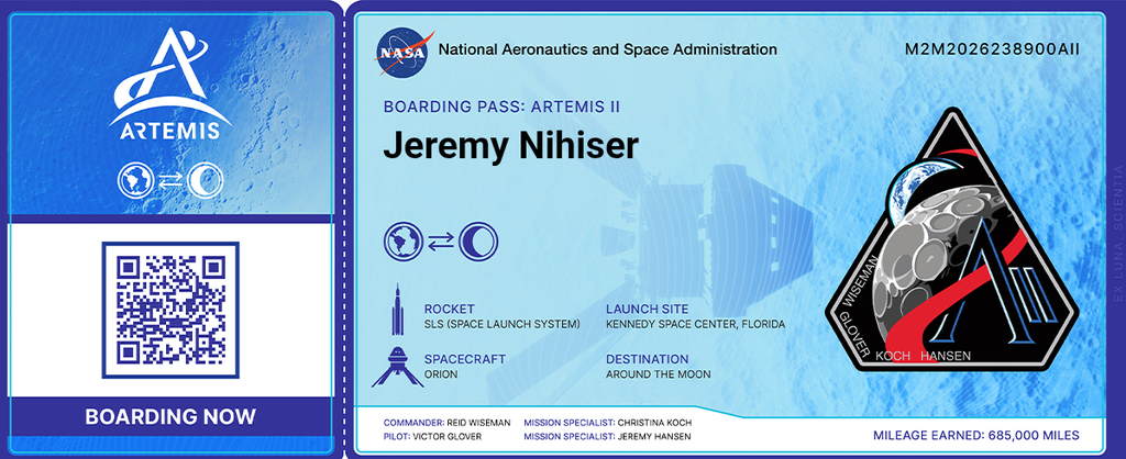 Artemis 2 Boarding Pass