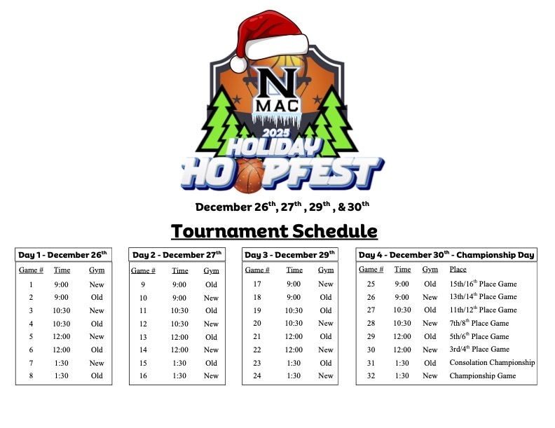 North Mac varsity girls holiday tournament schedule 2025