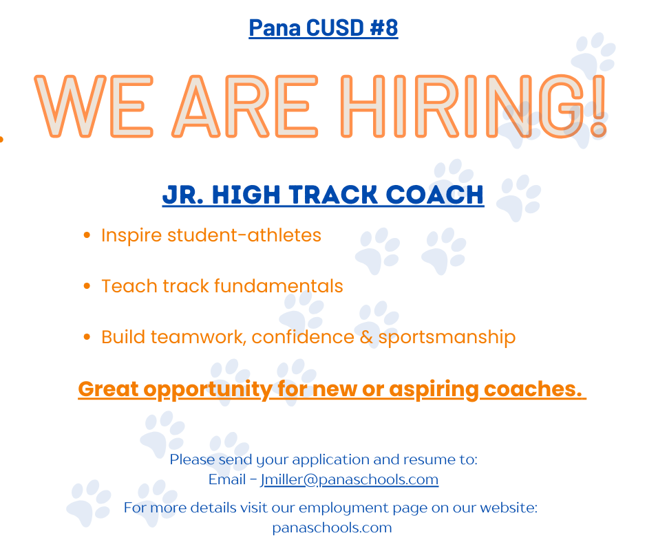 We are hiring a Jr. High Track Coach 