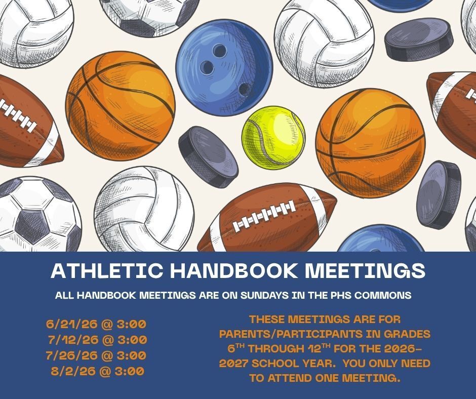 These are the dates for the 2026-2027 athletic handbook meetings.