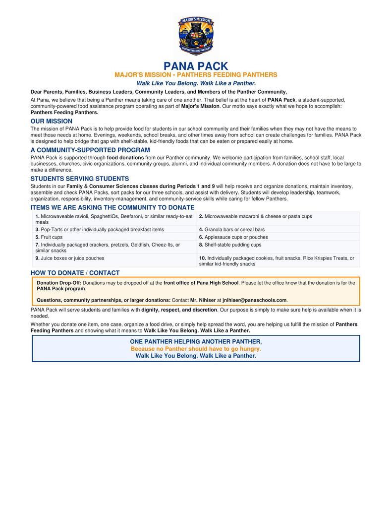 Introducing PANA-Pack