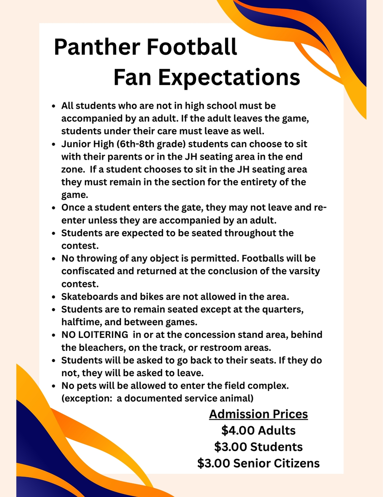 Description of fan expectations and admission prices at PHS football games.