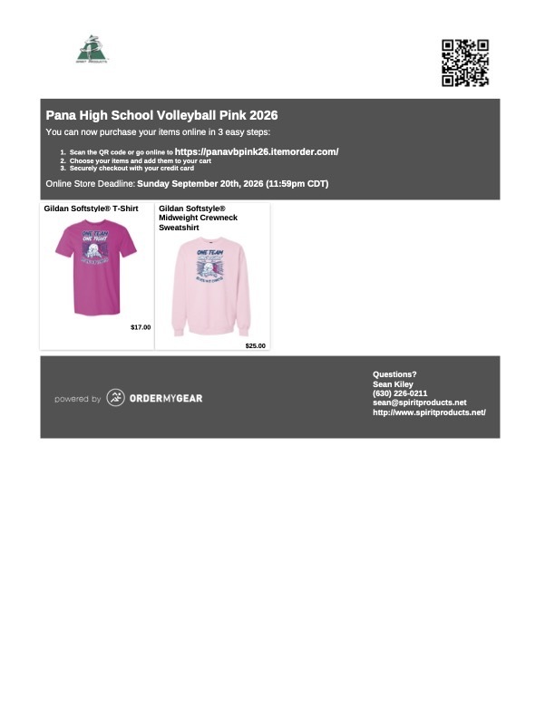 Volleyball Pink Night 2026 T-Shirt Order Form