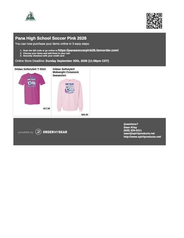 Soccer Pink Day T-shirt Order Form 2026