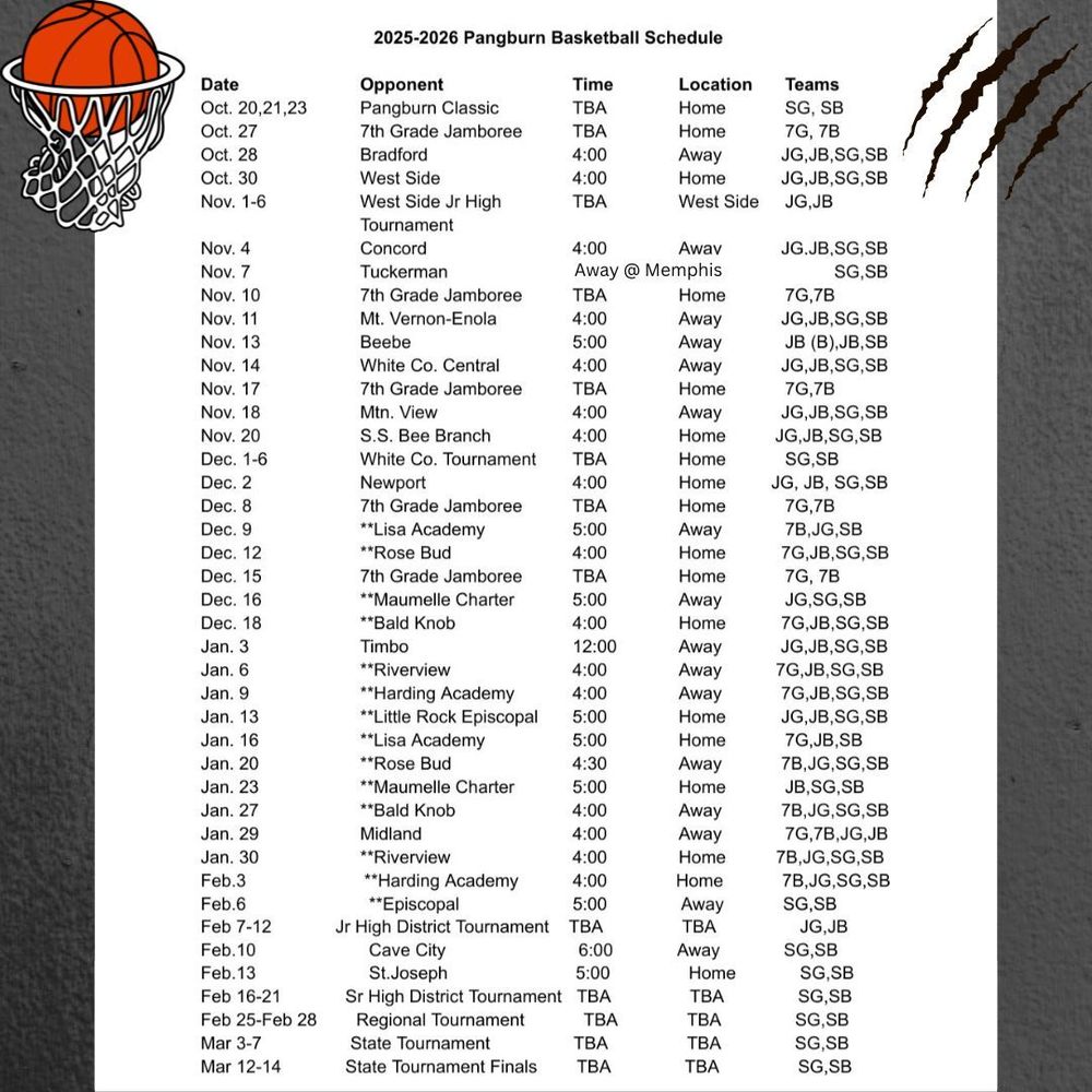 Basketball Schedule