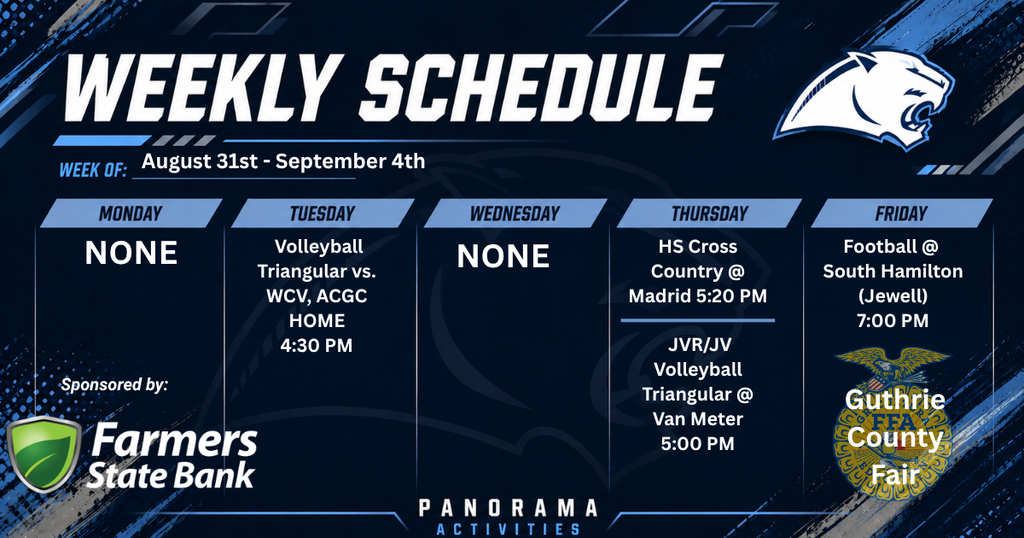 weekly schedule 8/31