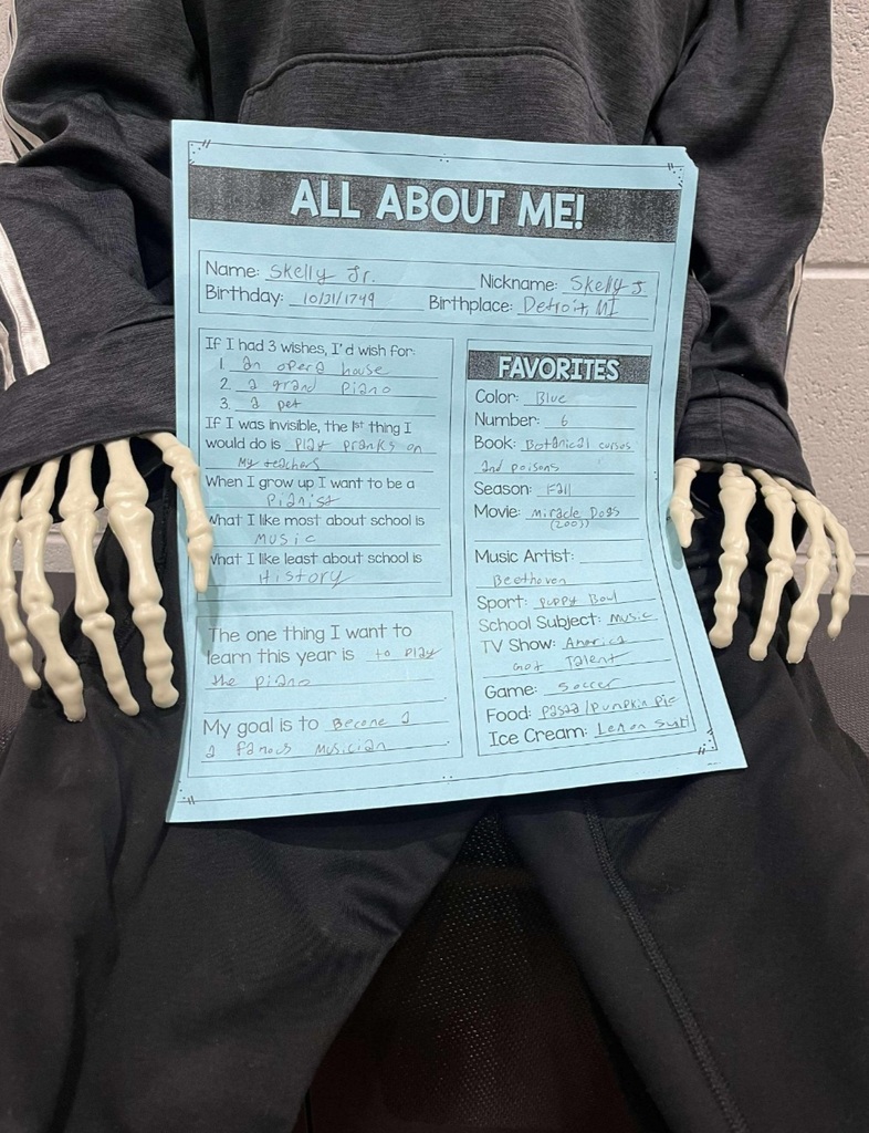Skelly Jr. completed an "All About Me" page!