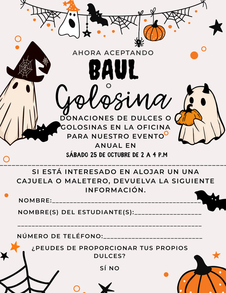 Trunk or Treat sign up sheet (spanish)