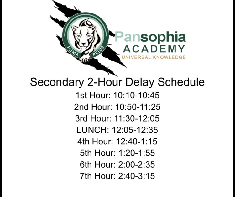 2-Hr Delay Schedule
